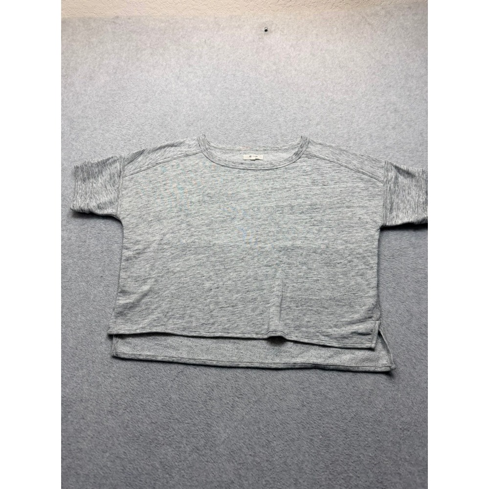 Madewell Womens Grey Heathered Short Sleeve Boxy High Low Knit Top Small